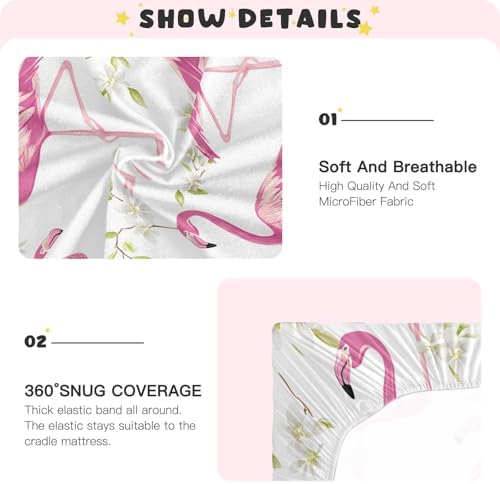 Jihqo Tropical Leaf Flamingos Crib Sheets Set