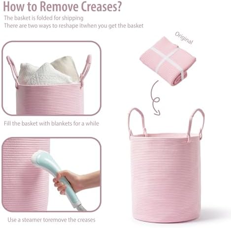 Kodomoore Laundry Basket Woven Cotton - 15D x 18H - Light Pink