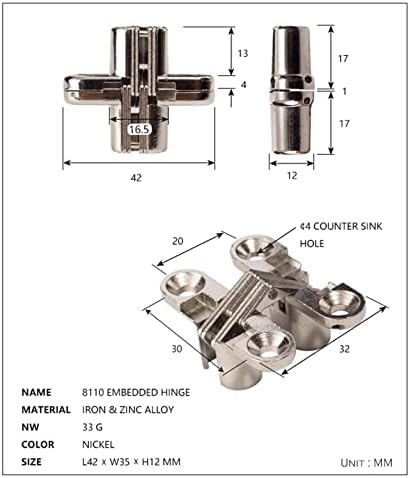 LCARY Invisible Folding Door Cross Hinge Set