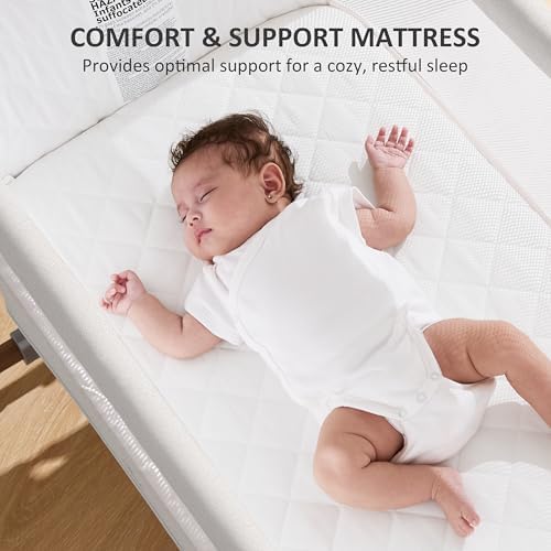 LovliTod 3-in-1 Adjustable Bedside Bassinet with Comfy Mattress