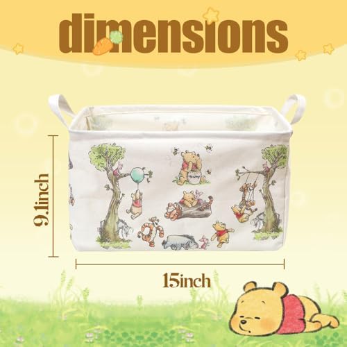 CORODER Rectangle Cute Bear Storage Basket With Waterproof PE Coating