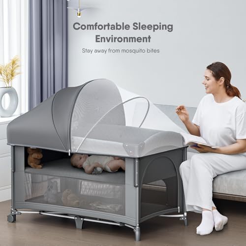4 in 1 Baby Bassinet with Mattress and Mosquito Net