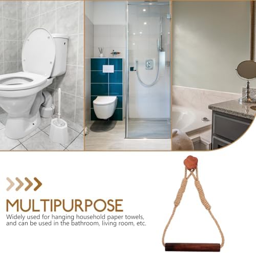 Cabilock Wood Rope Toilet Paper Holder Wall Mount Decor