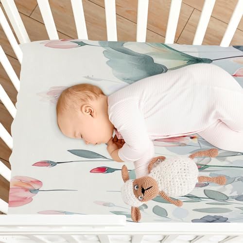 Wassud Watercolor Floral Crib Sheets Set