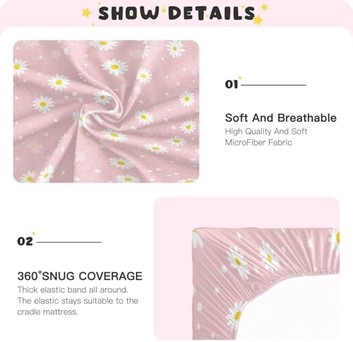 Jihqo Pink Daisy Crib Sheets Pack N Play Set
