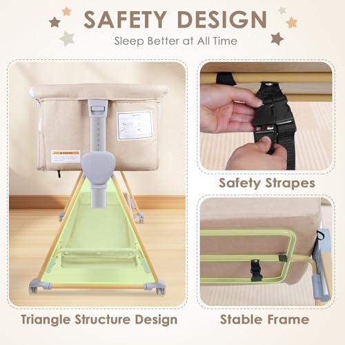 BIERUM Baby Bassinet with Adjustable Height and Storage