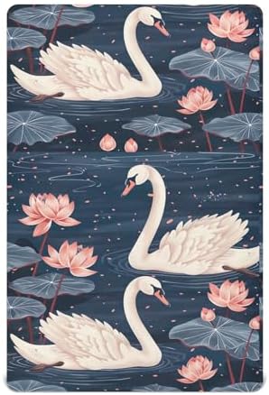 Wassud White Swans Crib Sheets for Boys Girls 27x39 Inch