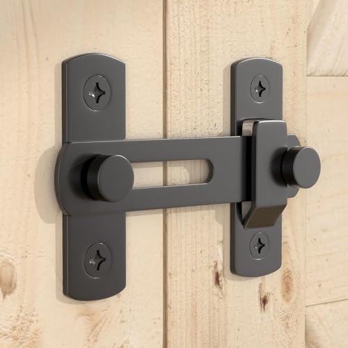 Gate Latch Lock - Carbon Steel Black 360 Degree Rotation