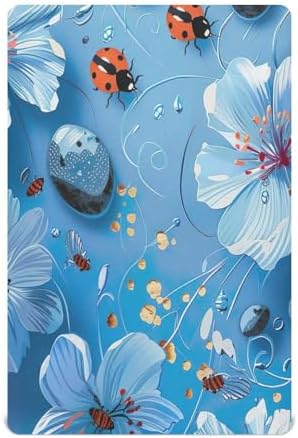 Wassud Sky-Blue Flower Crib Sheets Set