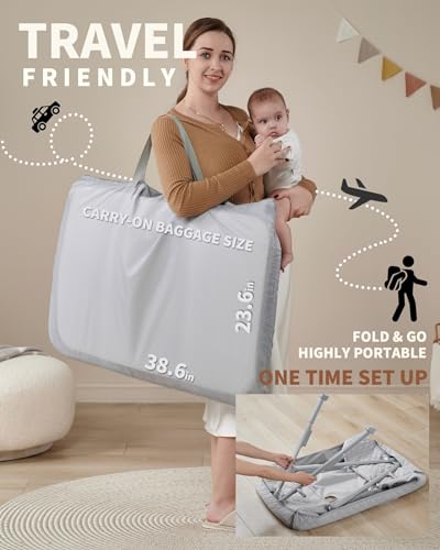 AirClub Bassinet Bedside Sleeper with 4 Auto-Lock Adjustable Height