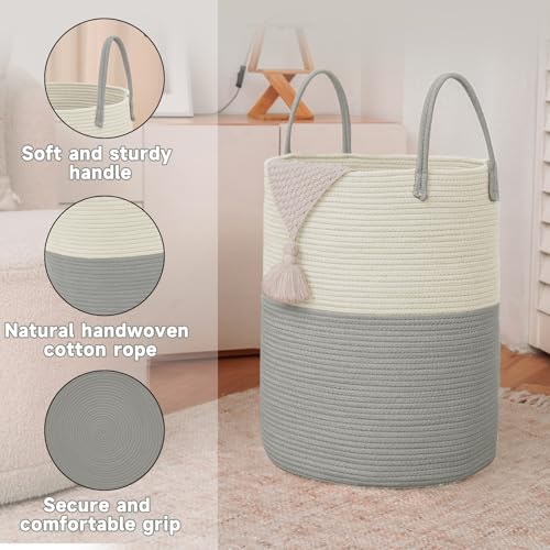JMvicyroam Large Woven Storage Basket 80L Cotton Rope Hamper