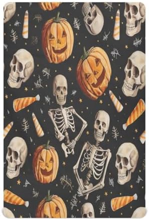 FUGIDOG Halloween Skeleton Crib Sheet for Baby