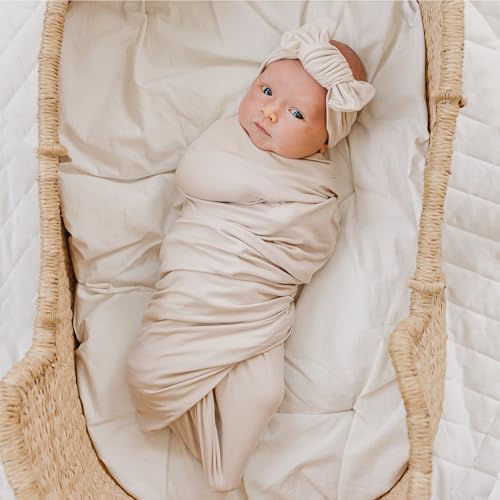 Konssy Baby Swaddle Blanket with Headband Set
