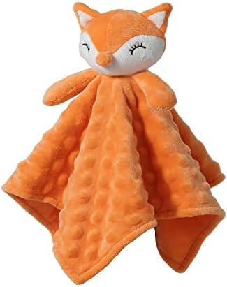 CREVENT Soft Plush Animal Face Security Blanket for Kids Orange Fox