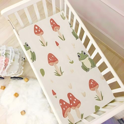 Frogs and Mushrooms Crib Sheets for Boys Girls Pack N Play Set