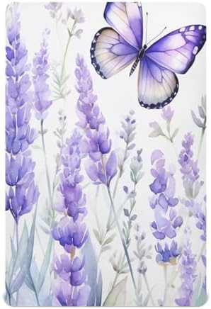 Wassud Lavender and Butterfly Crib Sheets Set