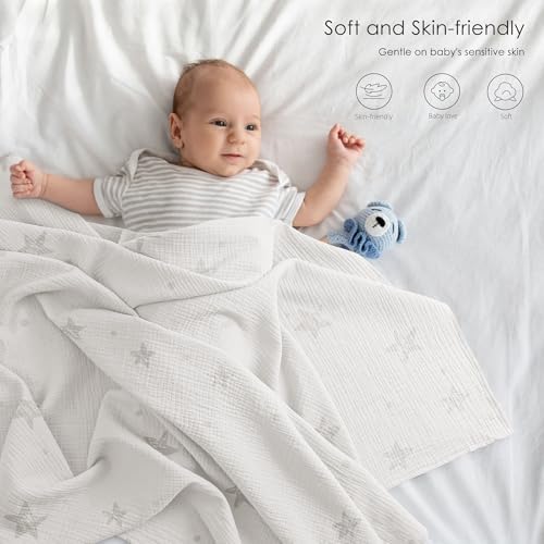 Bearmoss Soft Muslin Swaddle Blankets 3 Pack