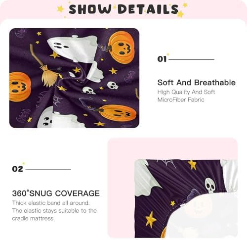 FUGIDOG Halloween Boo Crib Sheet Set