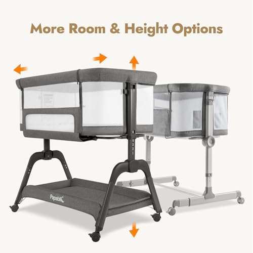 Papablic Baby Bassinet with Mesh and Storage Grey