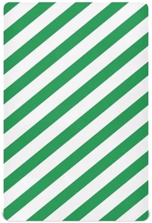 KICPOAY Stretchy Crib Sheets Green White Diagonal Lines