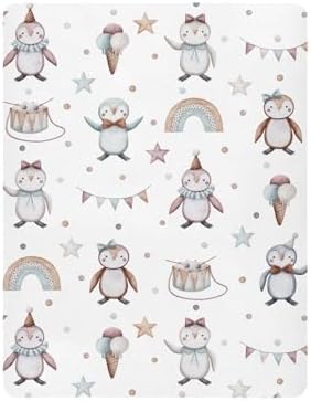 KICPOAY Funny Penguins Stars Dots Crib Sheet