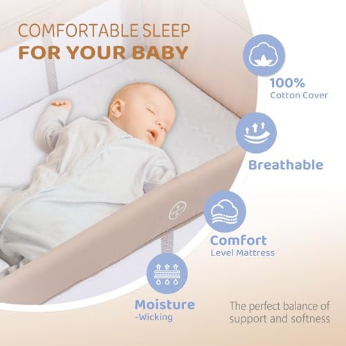JOYMOR 7 in 1 Bedside Bassinet with Changing Table and Playpen