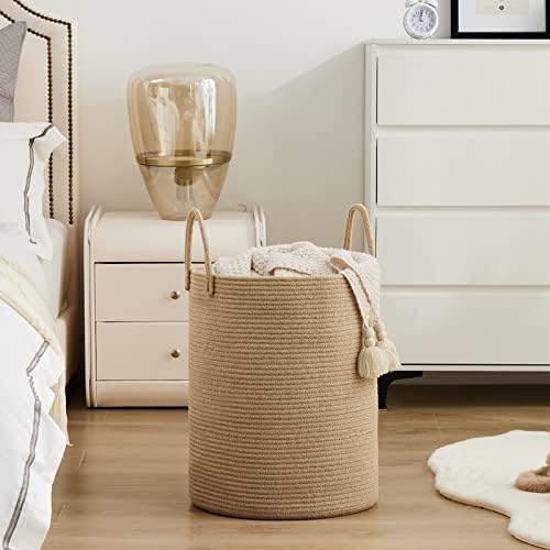 YOUDENOVA Jute Rope Tall Laundry Hamper Basket 72L Capacity