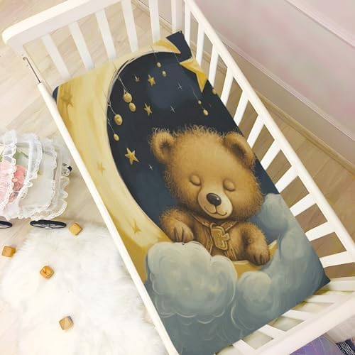 Wassud Crib Sheets Breathable Pack and Play Fitted 27x39 Inch