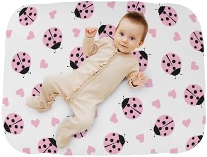 Cute Ladybug Heart Crib Sheet Portable Playard Sheet for Baby Toddler