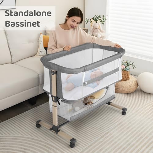 Cowiewie Bassinet Bedside Sleeper Portable Breathable
