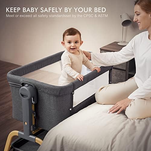 ANGELBLISS 3 in 1 Bassinet with Mattress and Wheels