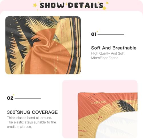 KICPOAY Crib Sheets with Coconut Tree Stripes