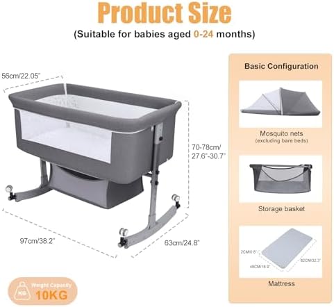 PERZOE Baby Bassinet with Rocking Base and Mosquito Net 1