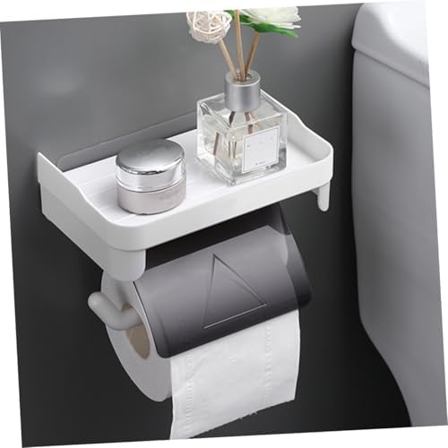 HOLIDYOYO Toilet Paper Holder with Storage Shelf and Punch Design