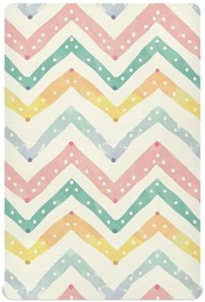 Wassud Rainbow Zigzag Crib Sheets for Boys Girls 27x39 Inches
