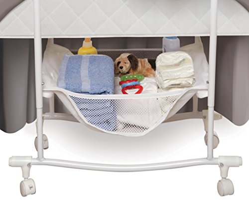 Badger Basket Majesty Canopy Bassinet with Storage Rocking Cradle Bed Oval GrayWhite