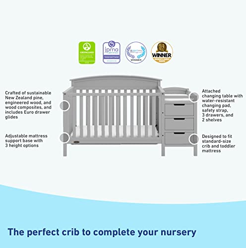 Graco Benton 4-in-1 Convertible Crib Changer - Pebble Gray