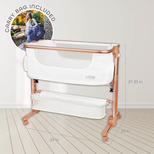 KoolerThings Bedside Bassinet with Storage Portable Crib for Newborn