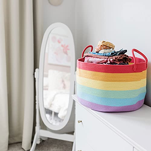 OrganiHaus Woven Blanket Basket 20x13 Rainbow