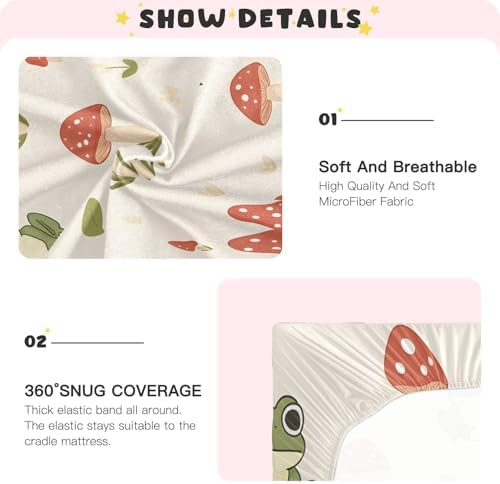 Frogs and Mushrooms Crib Sheets for Boys Girls Pack N Play Set