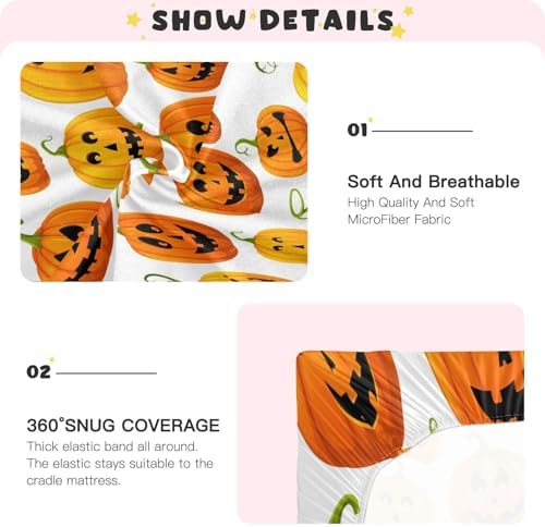FUGIDOG Halloween Pumpkin Crib Sheets for Boys Girls 1