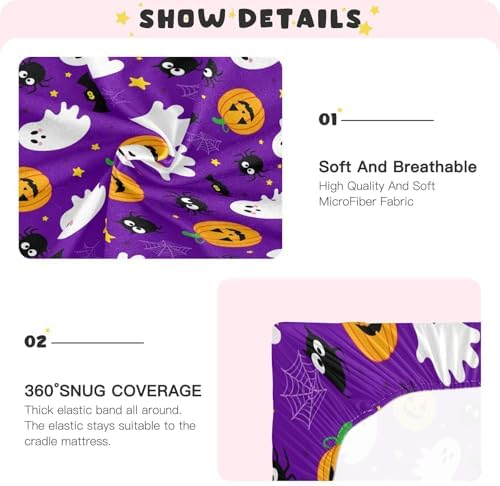 FUGIDOG Halloween Boo Crib Sheets Soft and Breathable