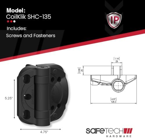 Safetech Hardware CoilKlik Self-Closing Gate Hinges - Black