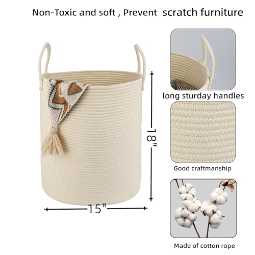 Cotton Rope Laundry Hamper with Handles Beige 1