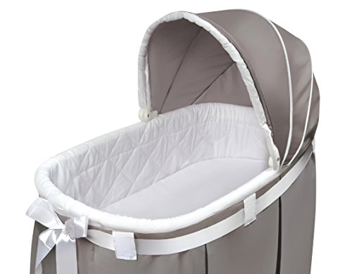 Badger Basket Wishes Rocking Bassinet with Storage and Bedding - Gray