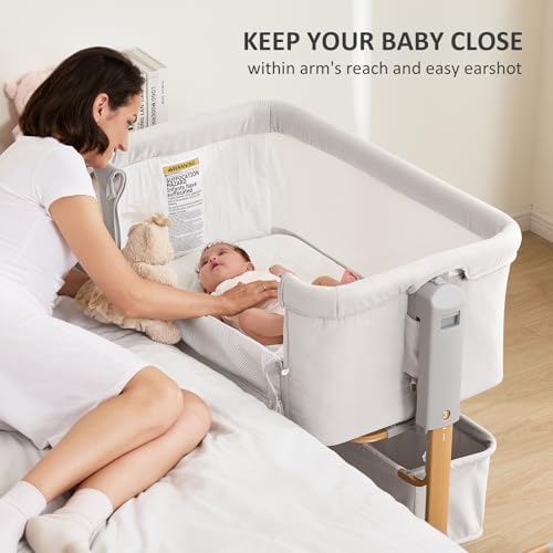 LovliTod 3-in-1 Adjustable Bedside Bassinet with Comfy Mattress