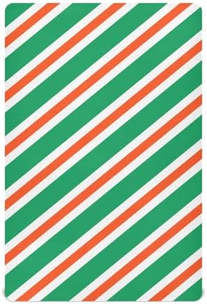 Fitted Crib Sheets with Red Green Diagonal Stripes for Baby Toddler