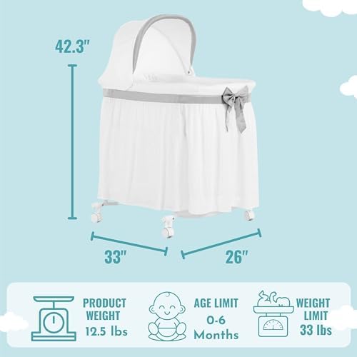 Dream On Me Montreal Portable 2-in-1 Bassinet in Grey