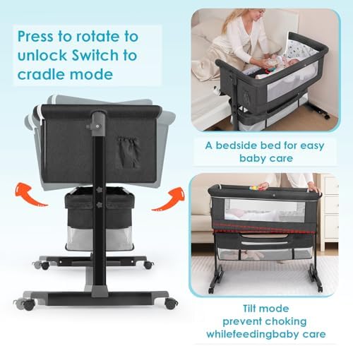 YADAQE Baby Bassinet Bedside Sleeper Portable Crib
