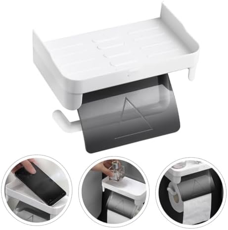 HOLIDYOYO Toilet Paper Holder with Storage Shelf and Punch Design